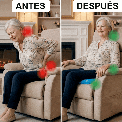 Antes y después con el cojín de gel Norvenia